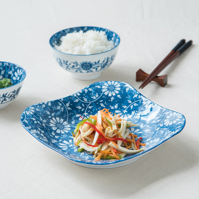 West fu Japanese and wind household large flat ceramic plate soup dish dish soup plate dumpling dish breakfast tray