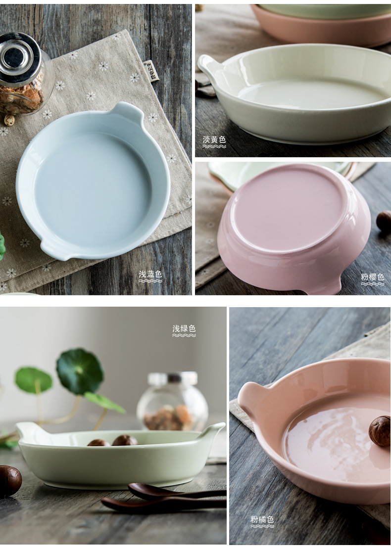 Household color Japanese ceramic disc ears for FanPan baking pan, western - style food dish dish dish plate