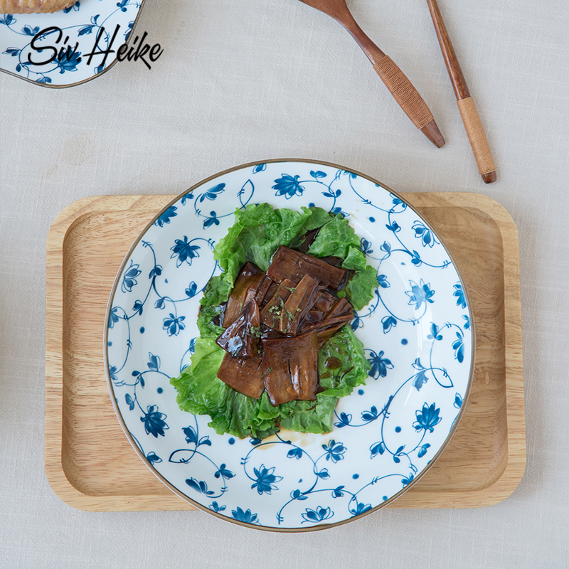 West fu Japanese creative ceramic plate domestic large deep dish soup plate disc dumplings plate of fruit salad plate