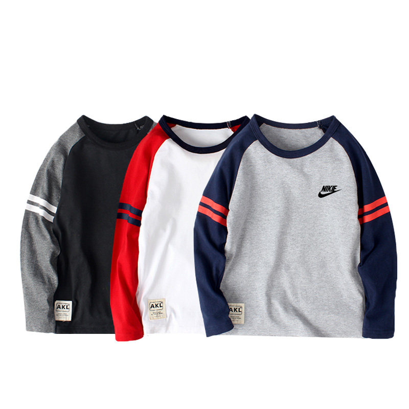 New 2022 autumn boys' long-sleeved T-shirt cotton spring and autumn middle-aged children's casual sports raglan tops women
