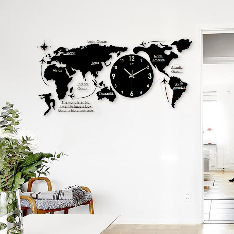 Карта с часами на стену с подсветкой