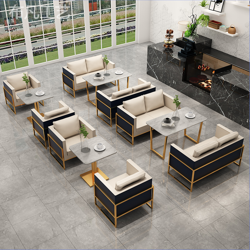 Café sofa in talks PHOTO GALLERY LOUNGE SAMPLE HOUSE DISPLAY CENTER NEGOTIATION RECEPTION LEISURE NORDIC MILK TEA SHOP TABLE AND CHAIRS COMBINATION