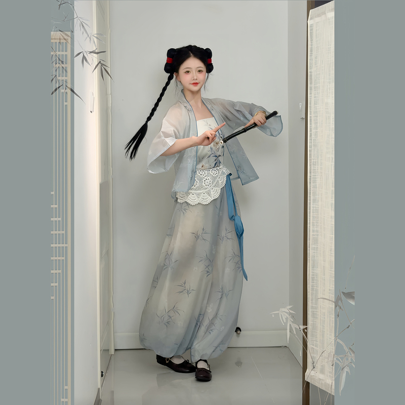 Su Xiang Ge Original [Qingzhu] Women's Hanfu Song Dynasty Style Camisole Short Top with Daily Bloomers National Style Set New Summer Collection