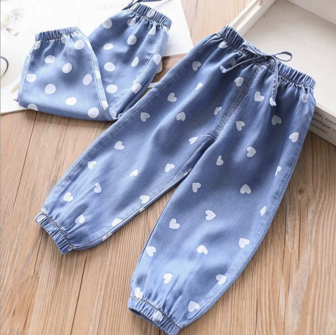 Mùa xuân và mùa hè đàn ông và phụ nữ trẻ em yêu thích tencel cotton mềm mỏng quần dài denim quần dài đèn lồng chống muỗi - Quần jean