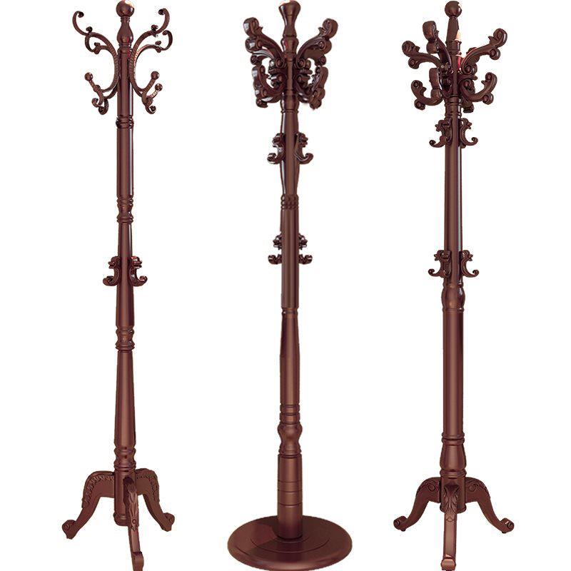 Solid wood coat hanger floor coat hanger bedroom household living room clothes hanger simple single pole European storage hanger