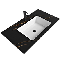 Osati New Seamless Slate Countertop Customized Bathroom Washbasin Under the Basin Bathroom Cabinet Integrated Basin 2