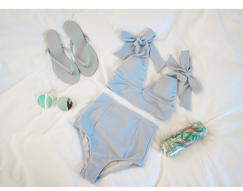 2019 Spring/Summer Cute Bow-tie Bikini Blue/M