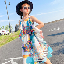 Bohemian long skirt Sanya seaside holiday beach dress girl summer princess Liondress with dress foreign air child hanging band dress