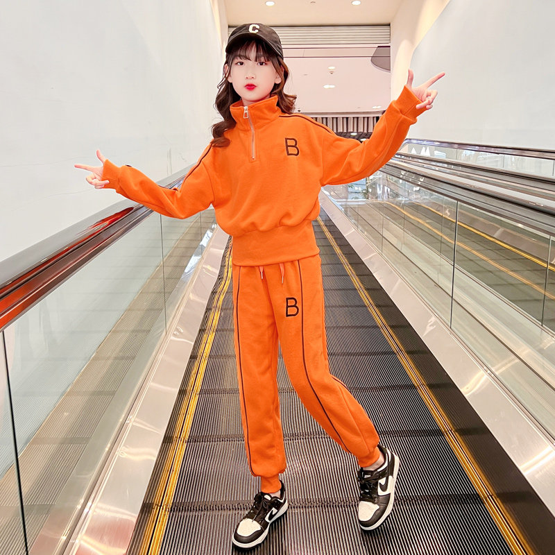 Girl Spring Dress 2022 New Sports Suit Spring Autumn Ocean Pie Trendy Women Great Boy Casual Thick Cotton Net Red Two-piece Set