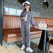 Girl Autumn Clothing Suit 2021 New Ocean Gas Trendy CUHK Childrens Tennis Red Children Spring Autumn Girls Sports Two Sets