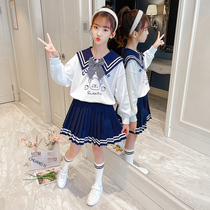Girl Jk Uniform Dress Genuine suit 2021 new primary and middle school students Chunqiu Childrens Yangqi College Wind Two sets
