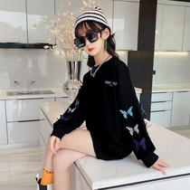 Girls sweatshirt 2021 Spring and autumn new net red children dress Han Fan Yang Gas autumn clothes Long sleeves Loose Blouses Great Children