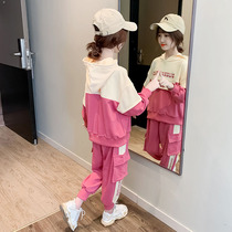 Girls autumn clothes suit 2021 new net red sweatshirt CUHK Scout girl sports work fit pants two sets of damp