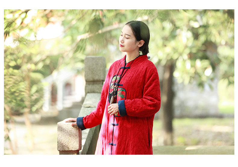 Áo gió quốc gia dài phần chống bông mới và vải lanh nữ retro kiểu Trung Quốc dài đến đầu gối - Bông mẫu áo phao nữ đẹp 2019