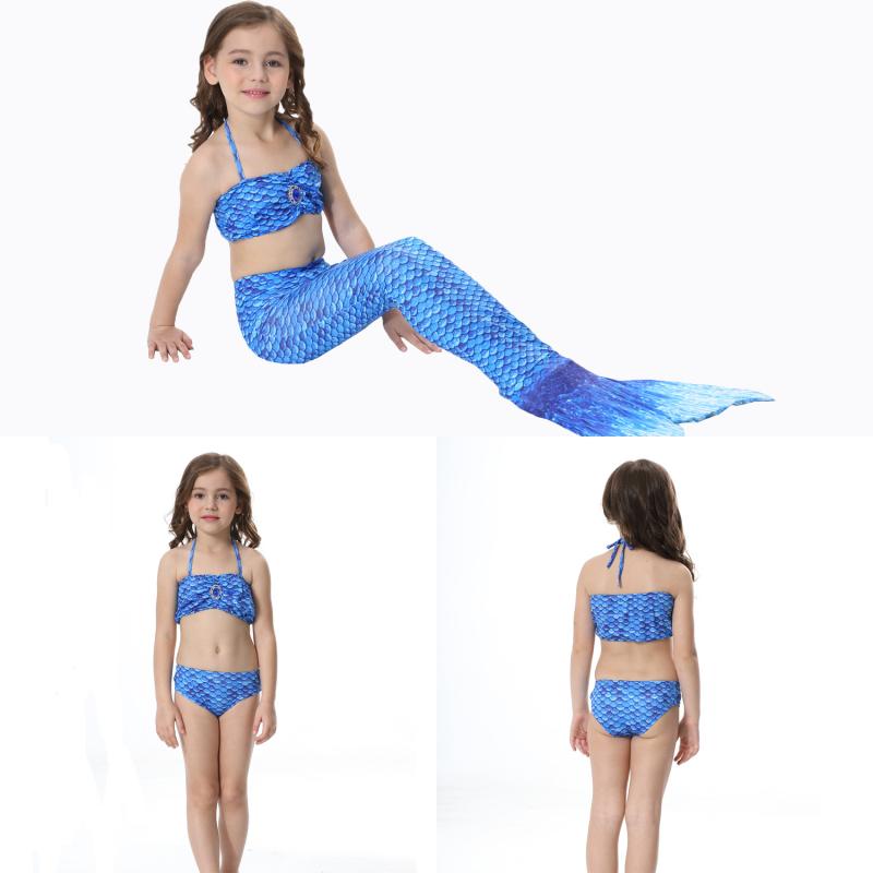 Quần bơi bé gái đuôi cá ba mảnh có thể được tải với bộ đồ bơi bikini bikini mắt cá chân cho trẻ em quần áo sành điệu cho be gái