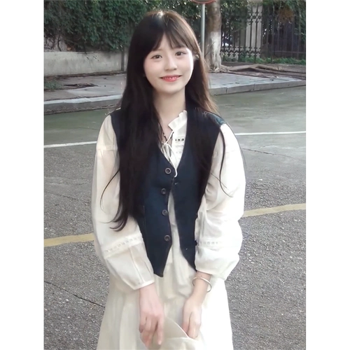 Осенний милый ретро джинсовый жилет, белая кукла, платье для школьников, юбка, комплект