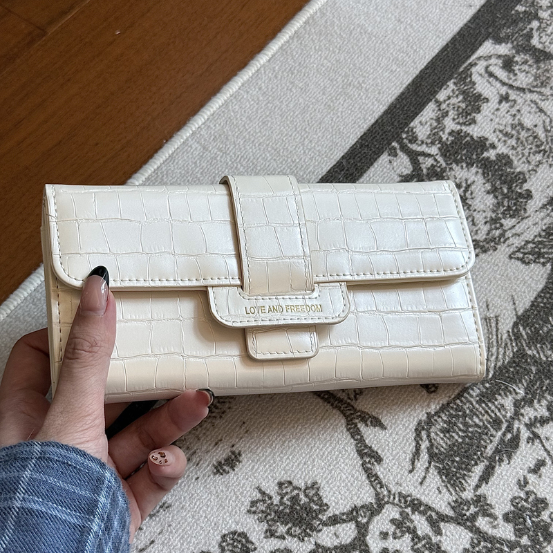 Rich Small Bag with Magnetic Closure, Long Wallet, Large Capacity Coin Purse, Korean Style Crocodile Pattern, Vintage Money Style Coin Purse with Zipper