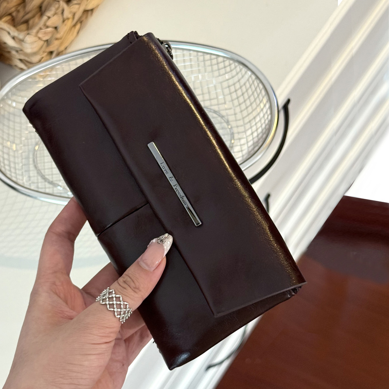 Rich Small Bag with Magnetic Closure, Long Wallet, Large Capacity Coin Purse, Vintage Style Leather Coin Purse, Card Holder, Zipper Bag