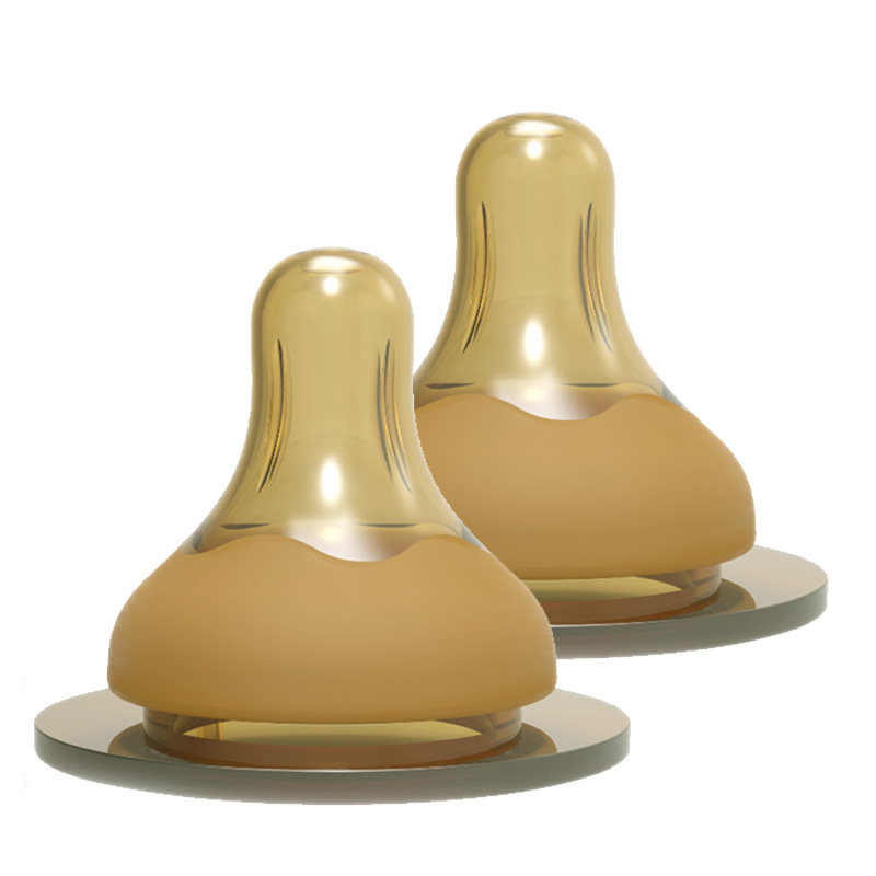 Two real-feeling wide-caliber infant baby imitation breast milk nano-silver pacifier silicone cross hole can be used universally