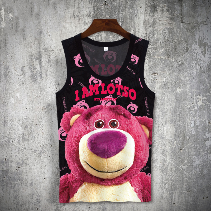 Strawberry Bear T-Shirt Men's Vest Cartoon Summer Top Women's Children's Quick-Drying Sleeveless Large Size Sports Loose Suit Strawberry Bear T-Shirt Men's Vest Cartoon Summer Top Women's Children's Quick-Drying Sleeveless Large Size Sports Loose Suit