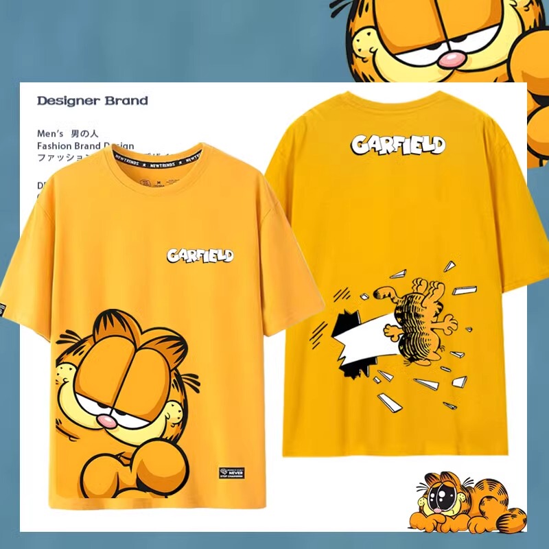 Garfield Cartoon Merchandise T-Shirt Short-Sleeve Unisex Couple Outfit Student Summer Quick-Dry Half-Sleeve Shirt T-Shirt