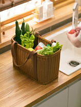 Spring outing picnic supplies hand-made small basket outing hand-held blue woven mini picnic basket to buy eggs