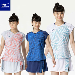 JP 버전 Mizuno 여자 테니스 배드 민턴 유니폼 경쟁 유니폼 땀 흘리 흡수 퀵 건조 단축 62JAB701