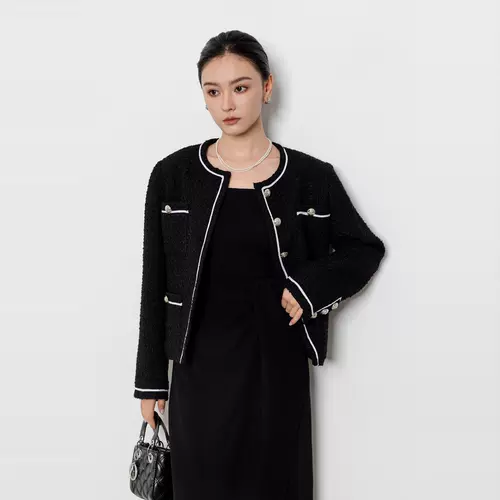 Плетеная ретро шерстяная куртка, в стиле Шанель, оверсайз, изысканный стиль