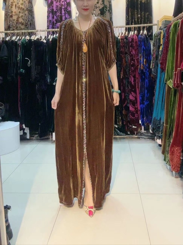 Long 132-Length Mulberry Silk Dress, 2024 Spring/Summer New High-End Hand-Beaded and Diamond-Embellished Elegant Dress