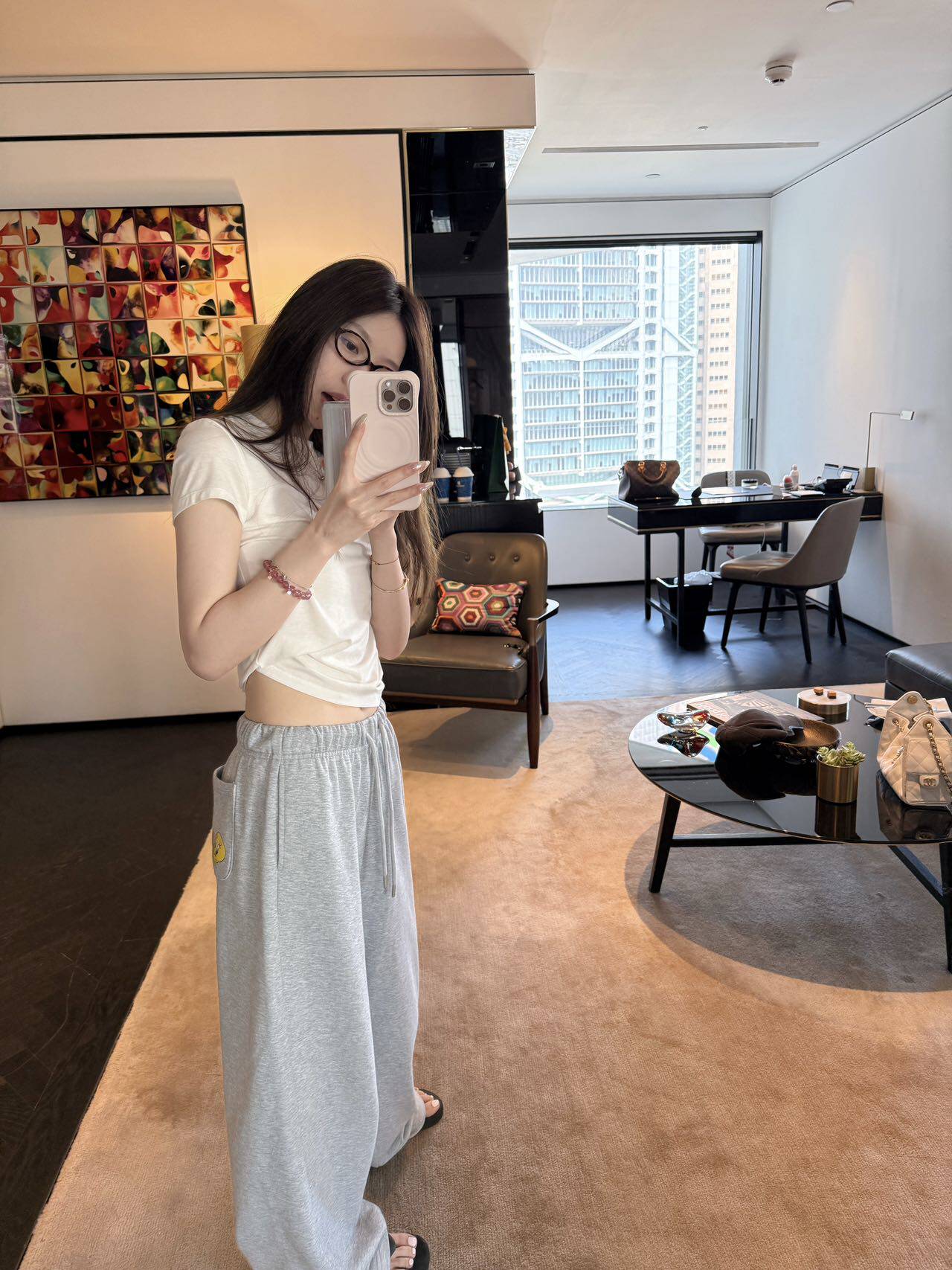 oker章壳儿оригинал ~ Серые прямые повседневные брюки с утенком Трейси A817