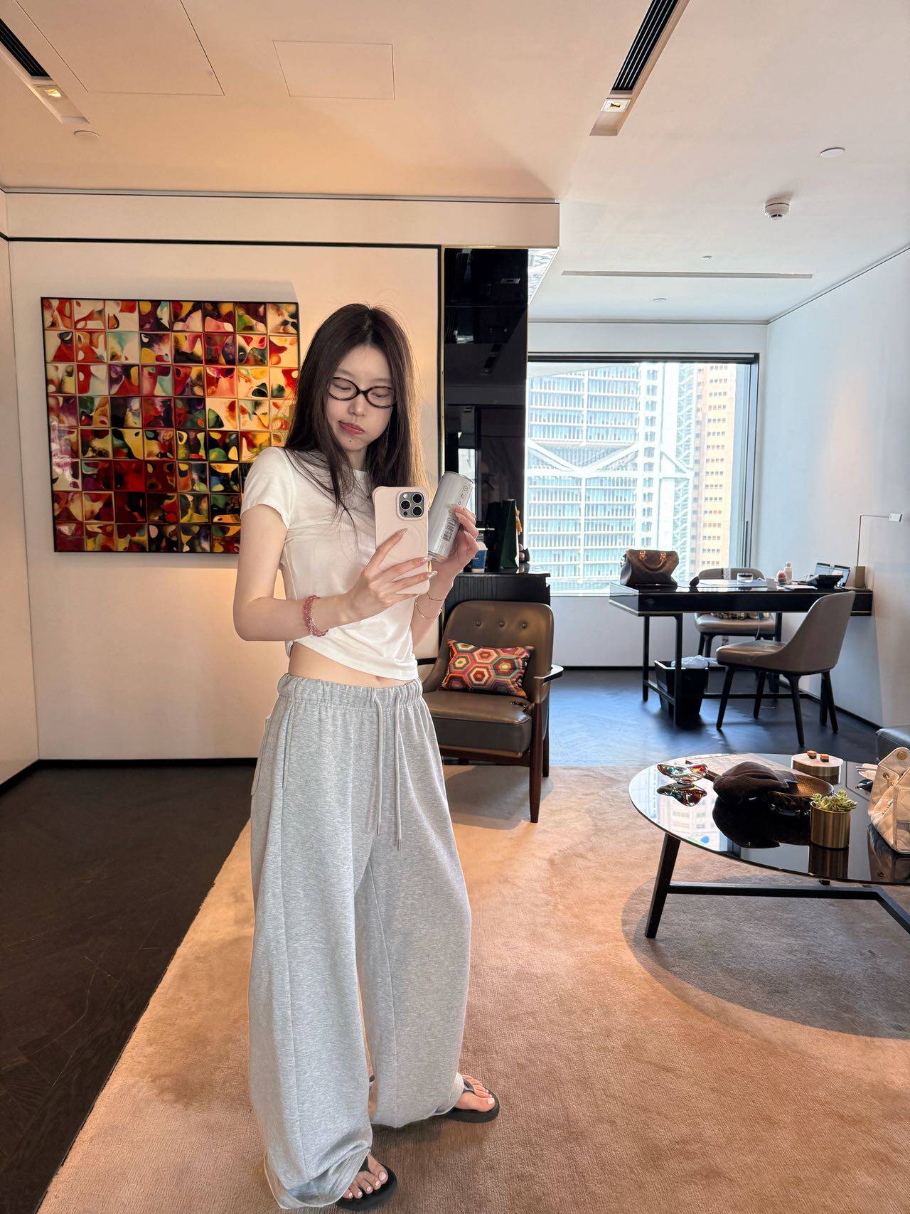 oker章壳儿оригинал ~ Серые прямые повседневные брюки с утенком Трейси A817