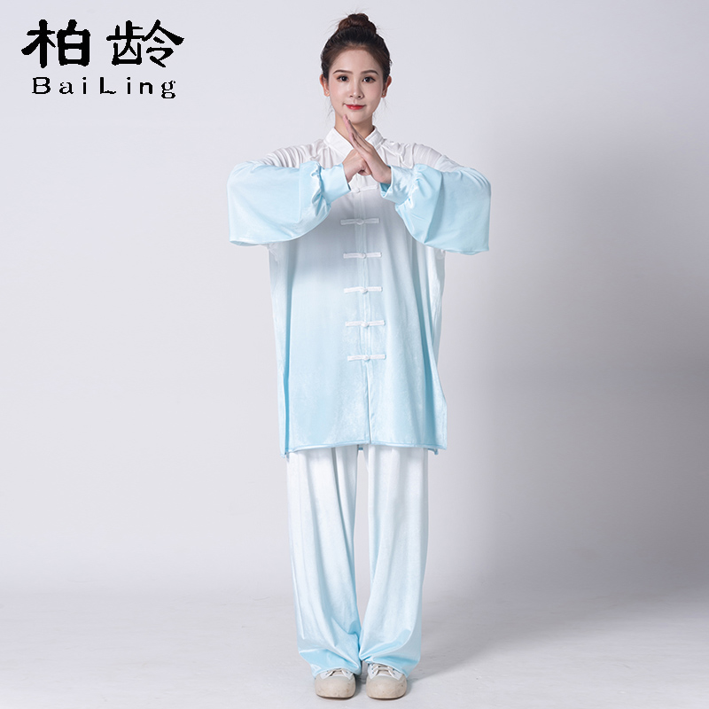 Bailing Taijiquan training clothes women's custom spring and autumn 2022 new South Korean martial arts clothes gold velvet improved Taiji clothes