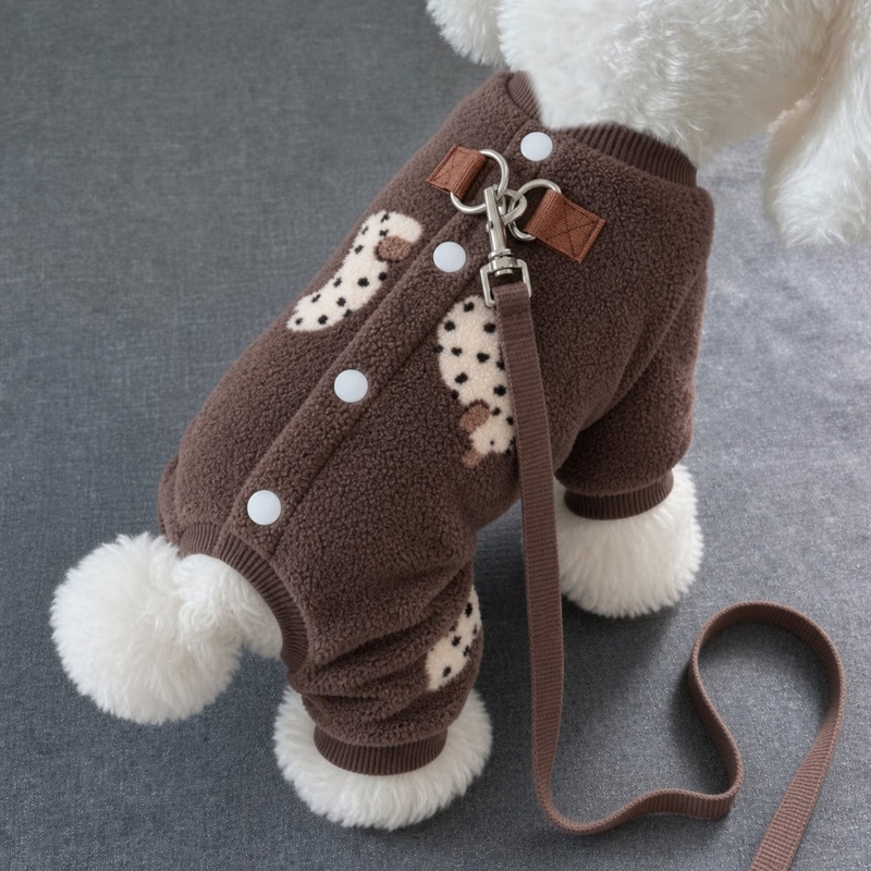 Pet Four-Legged Clothing Dog Clothes 2026 New Autumn Small Dog Teddy Bichon Fleece Jacket with Leash Attachment for Warmth Pet Four-Legged Clothing Dog Clothes 2026 New Autumn Small Dog Teddy Bichon Fleece Jacket with Leash Attachment for Warmth