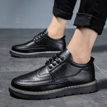 Small leather shoes mens autumn social British style Black mens casual shoes trend wild youth Bullock mens shoes