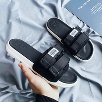 Word drag mens summer fashion wear thick-soled Korean version of the couple beach shoes 2020 new soft-soled wear-resistant non-slip sandals