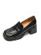 Senshi Hejiang sheepskin thick heel loafers for women 2025 spring new square toe high heel single shoes British small leather shoes