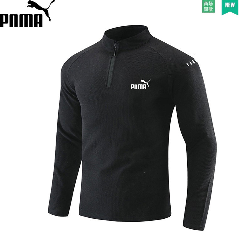 Brand-Preferred Men's Sports Long-Sleeve T-Shirt for Spring and Autumn, Running, Fitness, Quick-Drying, Stand-Up Collar, Large Size, Half-Zip Sweatshirt