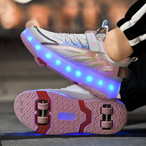 Girl Storm Walking Shoes Children Wheels Shoes Deformation Shoes Four Wheels Invisible Sliding Wheels Shoes Girl Net Red Light Skate Men