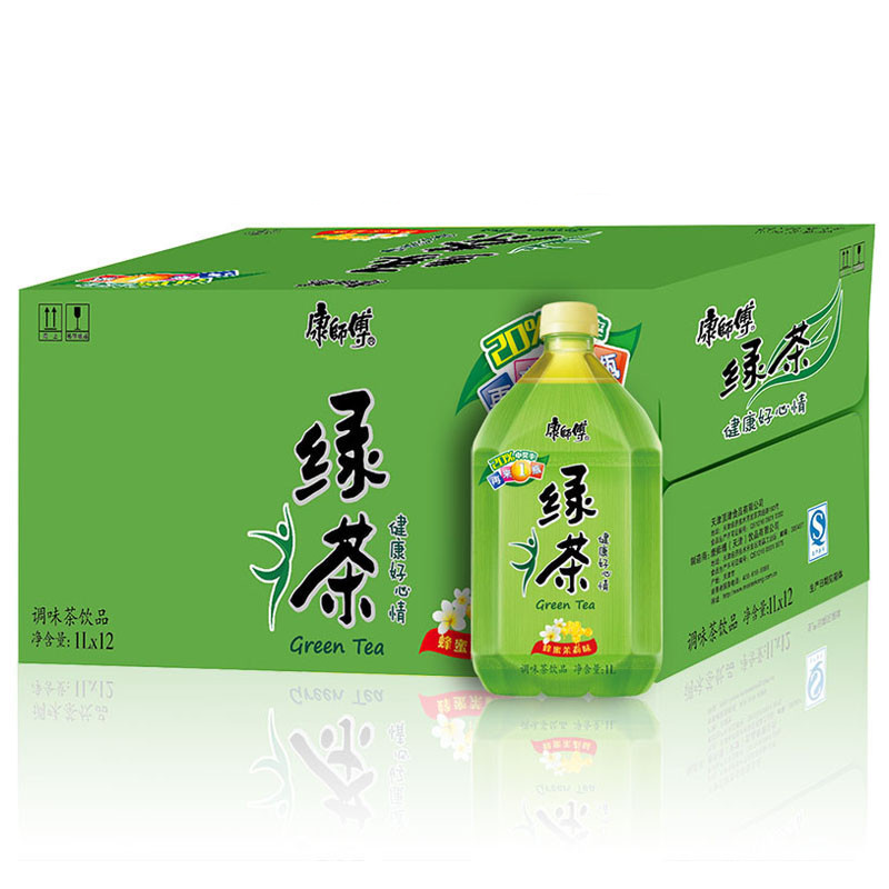 (May) Master Kong green tea honey jasmine flavor hot pot herbal tea 1Lx8 bottles of whole box tea drink