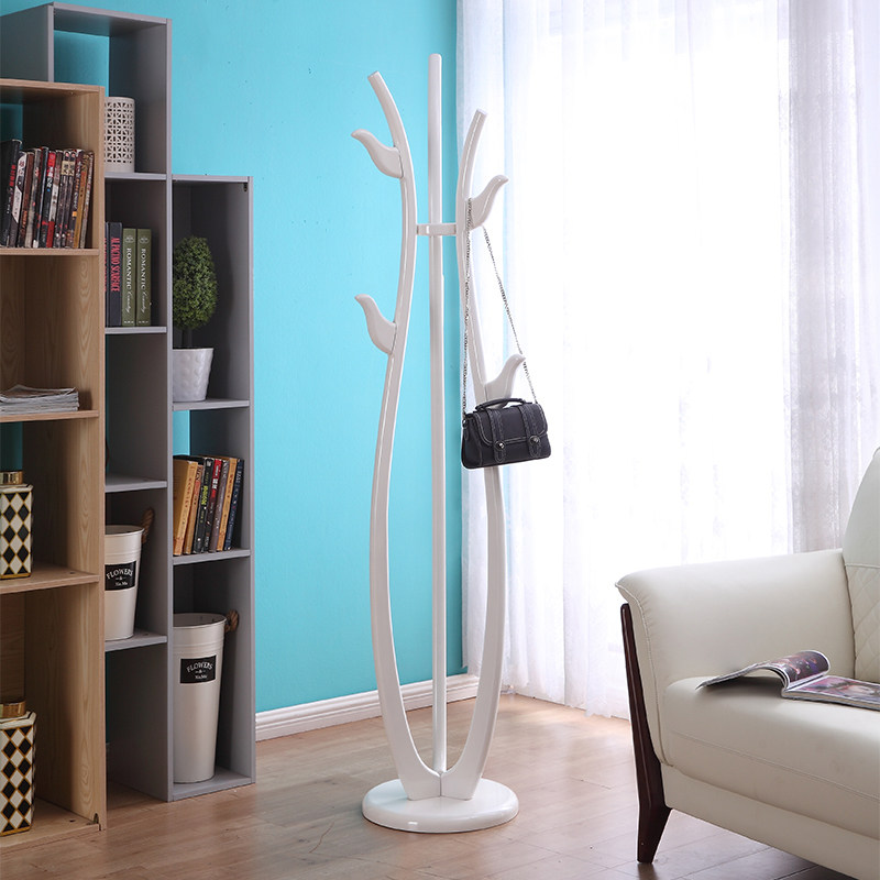 All solid wood coat rack multi-functional hanger white children's hanger storage art floor vertical hanger field is beautiful