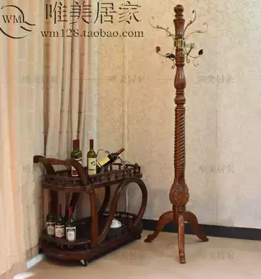 American solid wood coat rack high-grade luxury imported oak coat rack floor solid wood coat rack European style clothes rack