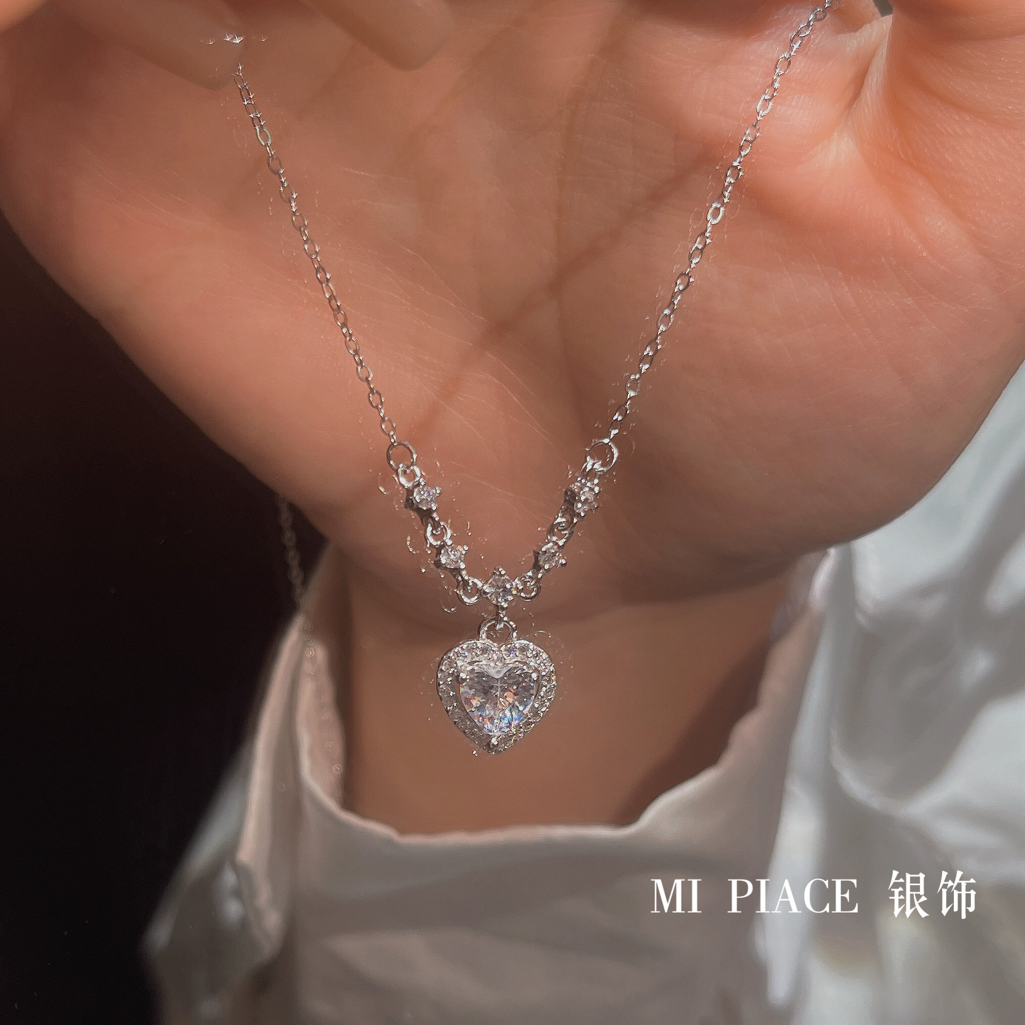 Серебряное ожерелье 怦然心动999足银项链女轻奢高级感超闪爱心吊坠送女生闺蜜礼物 OTHER