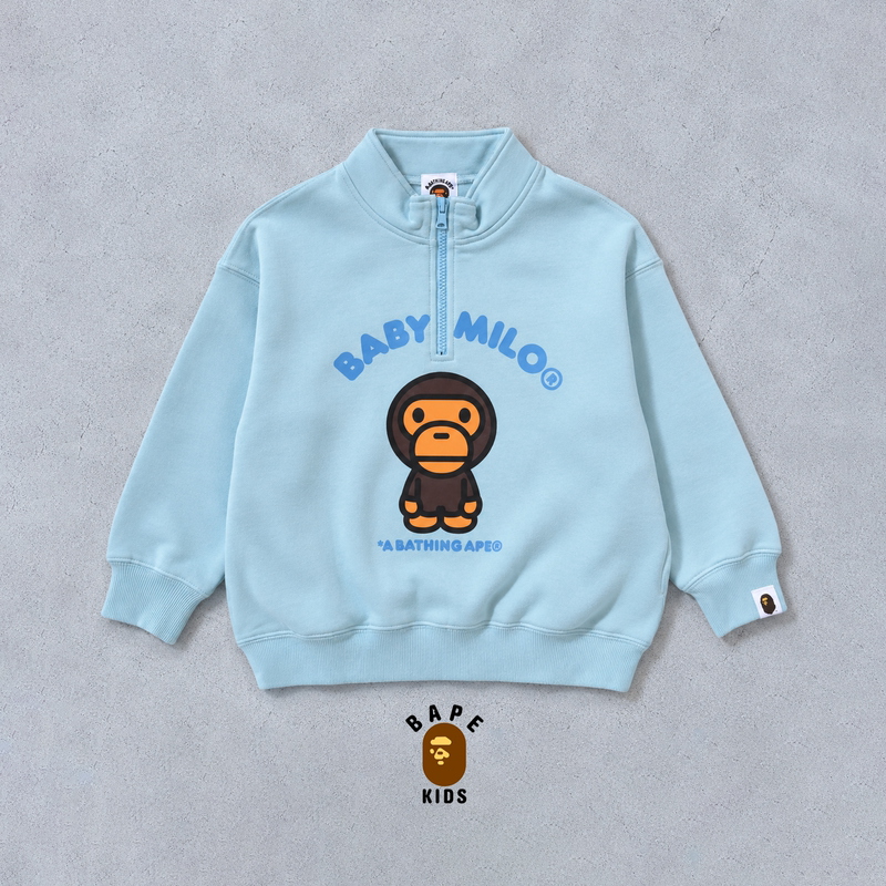 Japanese Children's Clothing Purchasing Agent Bape Kids Milo Casual Half-Zip Sweatshirt Jacket 2m80313003 Japanese Children's Clothing Purchasing Agent Bape Kids Milo Casual Half-Zip Sweatshirt Jacket 2m80313003