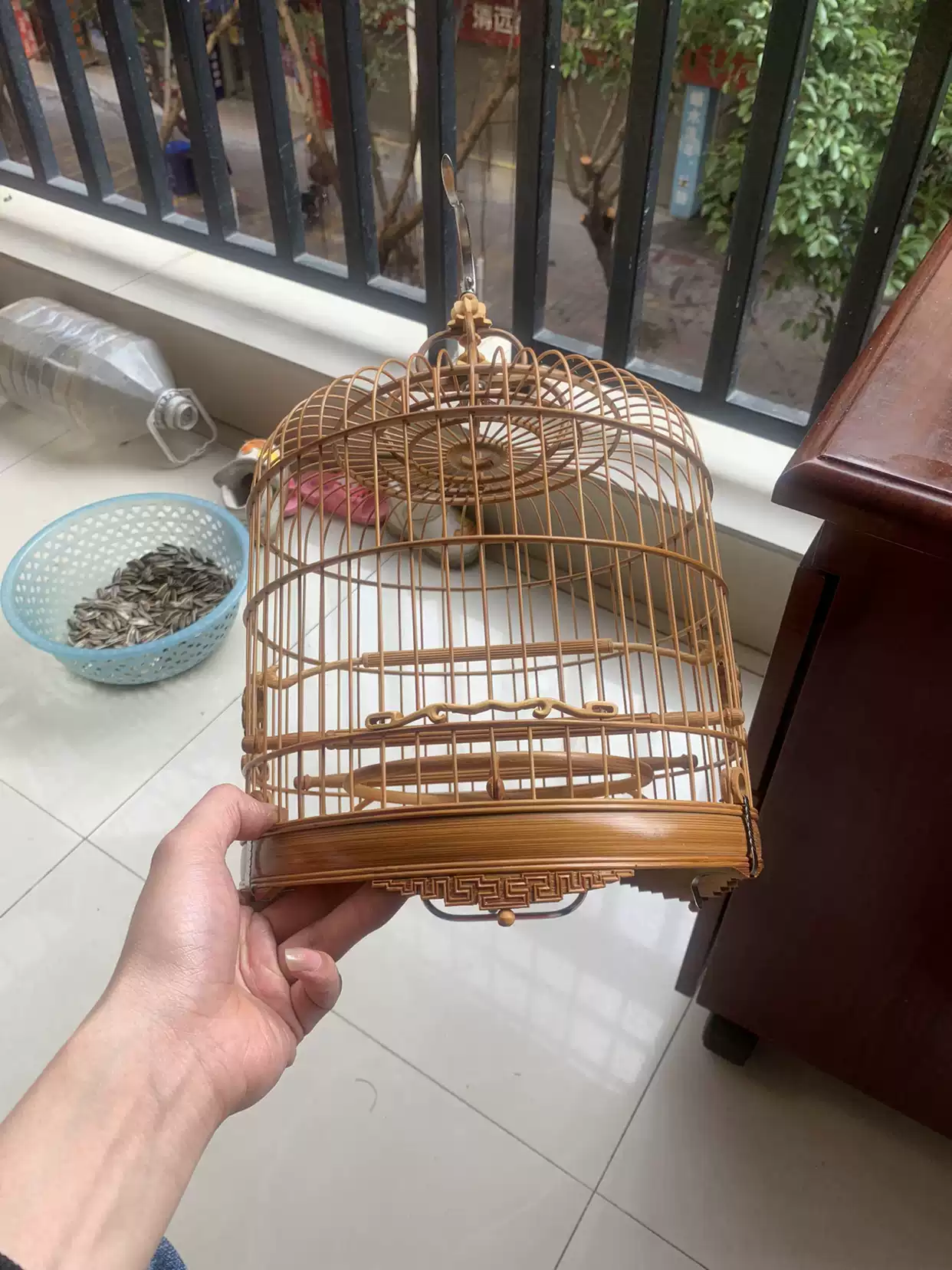 廣式繡眼鳥籠線腳鎖鍊門絲距1.2支粗1.5養籠老竹波籠