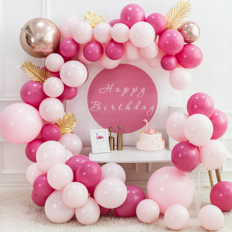 ins Pink Princess Birthday Theme Poster Package Girl Baby Baby Full Moon 100 days Banquet Decoration 1