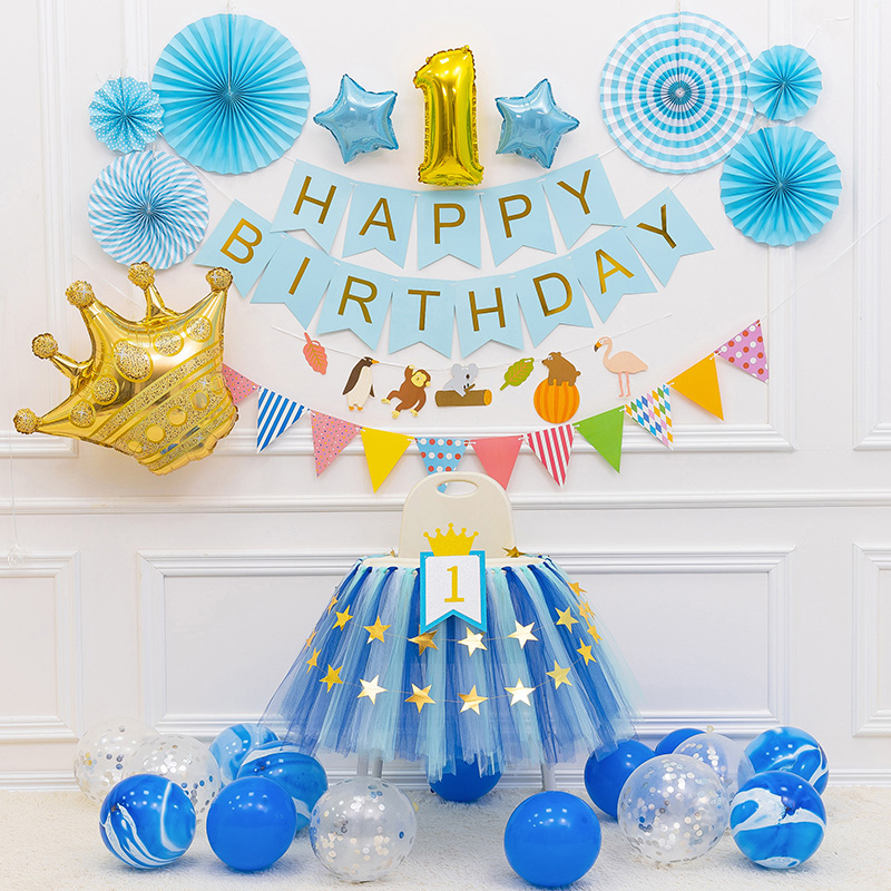 Boy Girl Baby 1 Week Birthday Placement Decoration Scene Children Subject Groveling Background Wall Labanner Package 2