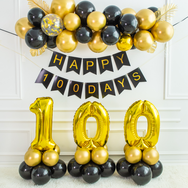 Girl boy baby full moon 100 days 100 days banquet layout decoration supplies hotel 100 days birthday background wall balloon