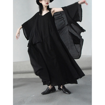2021 summer wide sleeve black long cardigan coat slightly loose sleeve Joker sunscreen suit minimalist dark wind