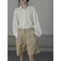 2021 summer khaki high waist wide leg suit five pants women casual slim design Joker pants light breathable