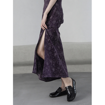 2021 summer original new dark belt dress retro slim mid-length side split backless sexy dress